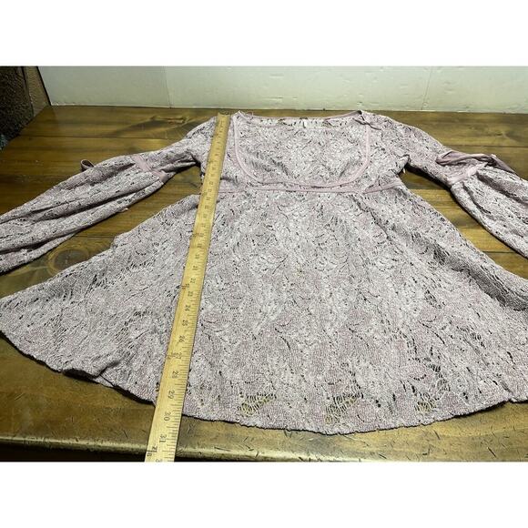FREE PEOPLE WOMEN'S LILAC CROCHET LACE LONG SLEEVE RUBY DRESS Size XS - Picture 10 of 13